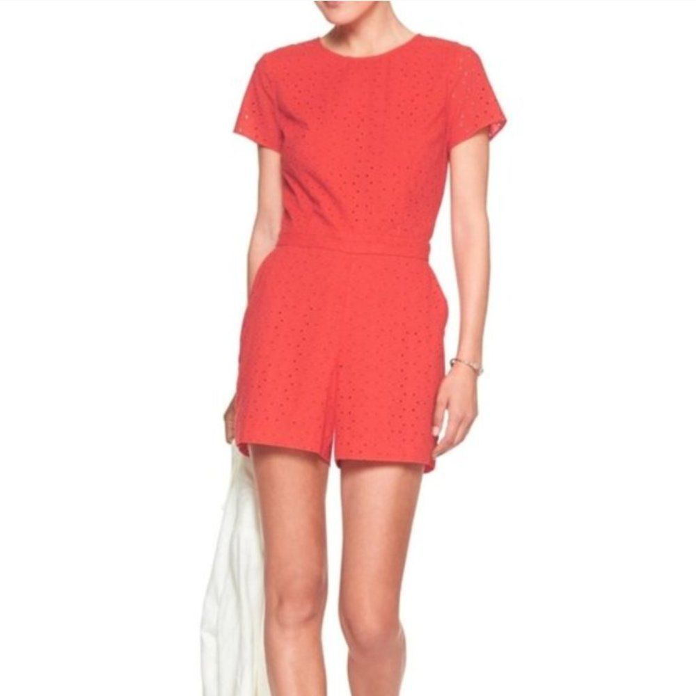 Banana Republic Red Eyelet Romper